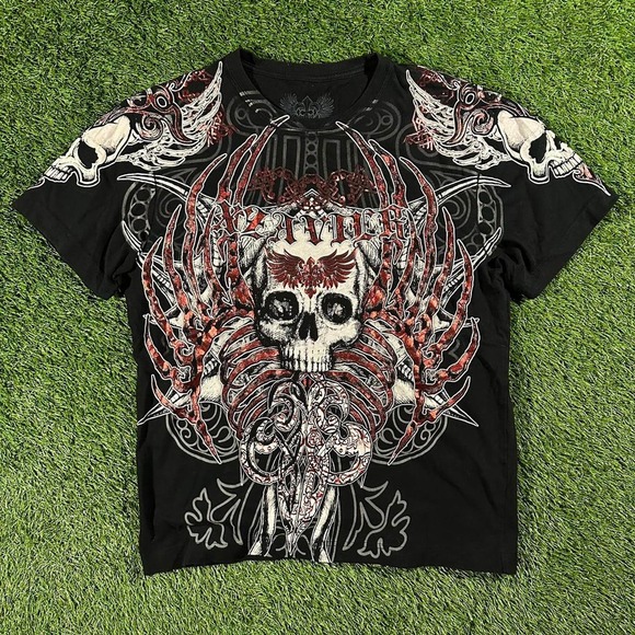 Xzavier Y2K AOP Emo Goth AOP Tee - Picture 1 of 5